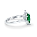 Teardrop Art Deco Pear Wedding Engagement Ring Round CZ 925 Sterling Silver