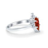 Teardrop Art Deco Pear Wedding Engagement Ring Round CZ 925 Sterling Silver