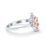 Teardrop Art Deco Pear Wedding Engagement Ring Round CZ 925 Sterling Silver