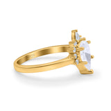 Pear Teardrop Natural Stone Floral Ring