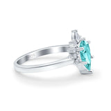 Teardrop Art Deco Pear Wedding Engagement Ring Round CZ 925 Sterling Silver