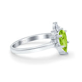 Teardrop Art Deco Pear Wedding Engagement Ring Round CZ 925 Sterling Silver