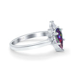 Teardrop Art Deco Pear Wedding Engagement Ring Round CZ 925 Sterling Silver