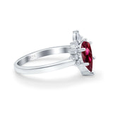 Teardrop Art Deco Pear Wedding Engagement Ring Round CZ 925 Sterling Silver