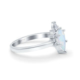 Teardrop Art Deco Pear Wedding Engagement Ring Round CZ 925 Sterling Silver