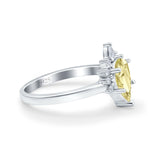 Teardrop Art Deco Pear Wedding Engagement Ring Round CZ 925 Sterling Silver