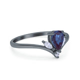 Pear Teardrop Natural Stone Chevron Ring