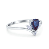 Pear Teardrop Natural Stone Chevron Ring