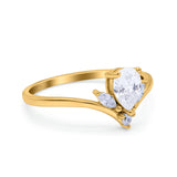 Pear Teardrop Natural Stone Chevron Ring