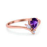 Pear Teardrop Natural Stone Chevron Ring