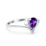 Pear Teardrop Natural Stone Chevron Ring