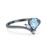 Pear Teardrop Natural Stone Chevron Ring