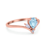 Pear Teardrop Natural Stone Chevron Ring
