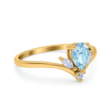 Pear Teardrop Natural Stone Chevron Ring