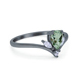 Pear Teardrop Natural Stone Chevron Ring