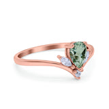 Pear Teardrop Natural Stone Chevron Ring