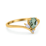Pear Teardrop Natural Stone Chevron Ring