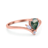 Pear Teardrop Natural Stone Chevron Ring