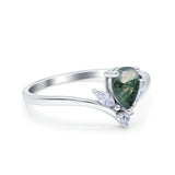 Pear Teardrop Natural Stone Chevron Ring