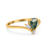 Pear Teardrop Natural Stone Chevron Ring