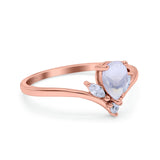 Pear Teardrop Natural Stone Chevron Ring