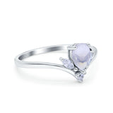 Pear Teardrop Natural Stone Chevron Ring