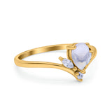 Pear Teardrop Natural Stone Chevron Ring