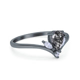 Pear Teardrop Natural Stone Chevron Ring
