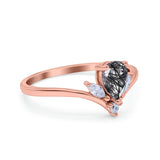 Pear Teardrop Natural Stone Chevron Ring