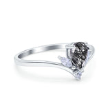 Pear Teardrop Natural Stone Chevron Ring