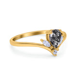 Pear Teardrop Natural Stone Chevron Ring