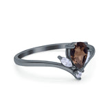 Pear Teardrop Natural Stone Chevron Ring