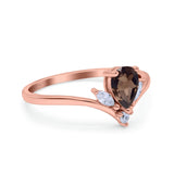 Pear Teardrop Natural Stone Chevron Ring