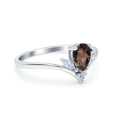 Pear Teardrop Natural Stone Chevron Ring