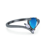 Pear Teardrop Natural Stone Chevron Ring