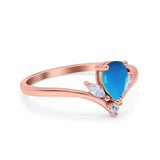 Pear Teardrop Natural Stone Chevron Ring
