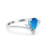 Pear Teardrop Natural Stone Chevron Ring