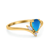 Pear Teardrop Natural Stone Chevron Ring