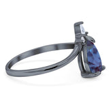 Pear Teardrop Natural Stone Chevron Ring