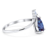 Pear Teardrop Natural Stone Chevron Ring