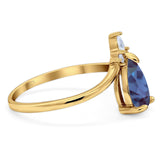 Pear Teardrop Natural Stone Chevron Ring