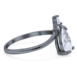 Pear Teardrop Natural Stone Chevron Ring