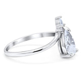 Pear Teardrop Natural Stone Chevron Ring