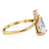 Pear Teardrop Natural Stone Chevron Ring