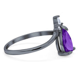 Pear Teardrop Natural Stone Chevron Ring