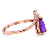 Pear Teardrop Natural Stone Chevron Ring