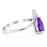 Pear Teardrop Natural Stone Chevron Ring