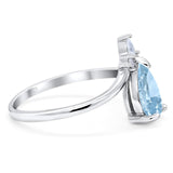 Pear Teardrop Natural Stone Chevron Ring