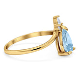 Pear Teardrop Natural Stone Chevron Ring