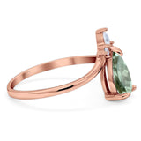 Pear Teardrop Natural Stone Chevron Ring